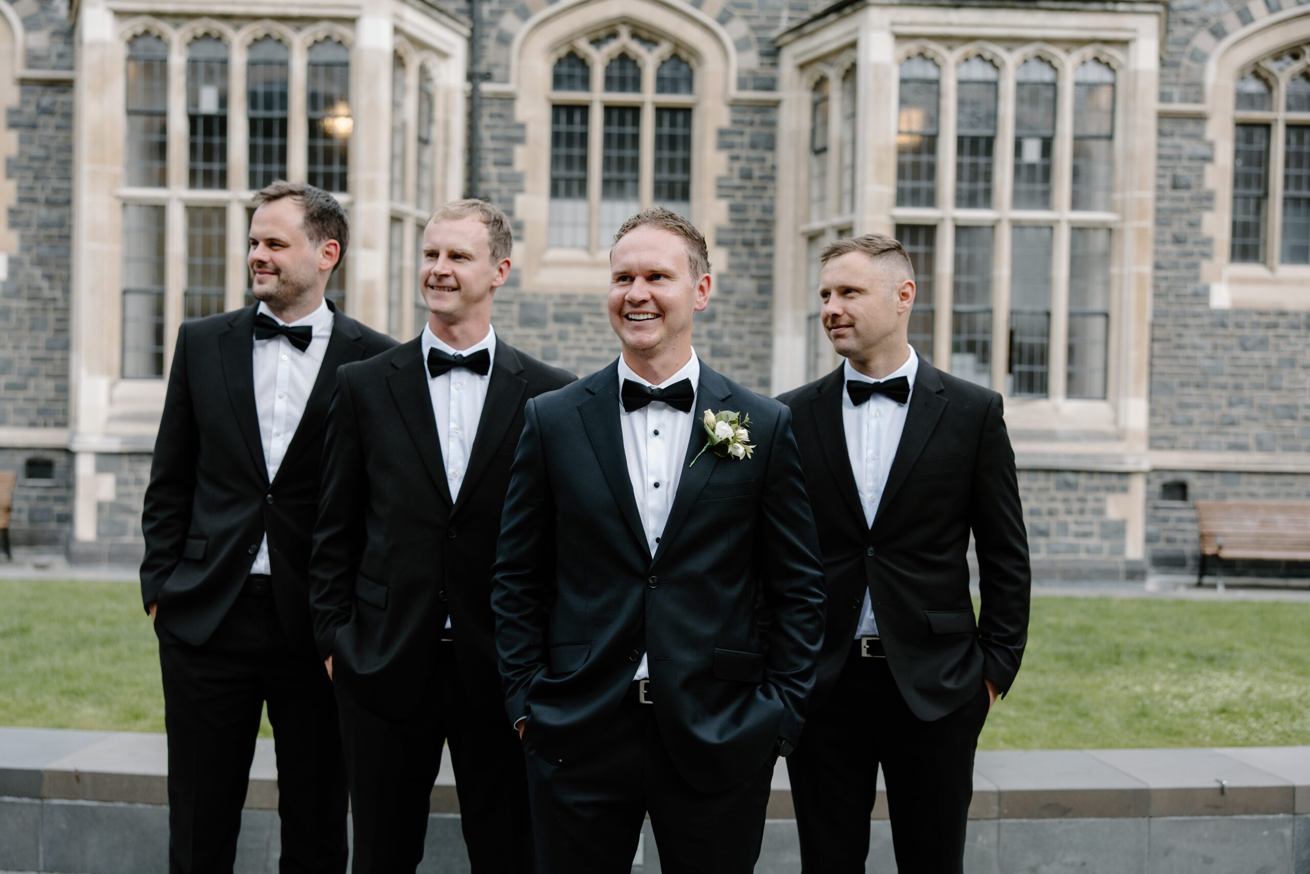 Bridal Party walking around The Arts Centre in Christchurch