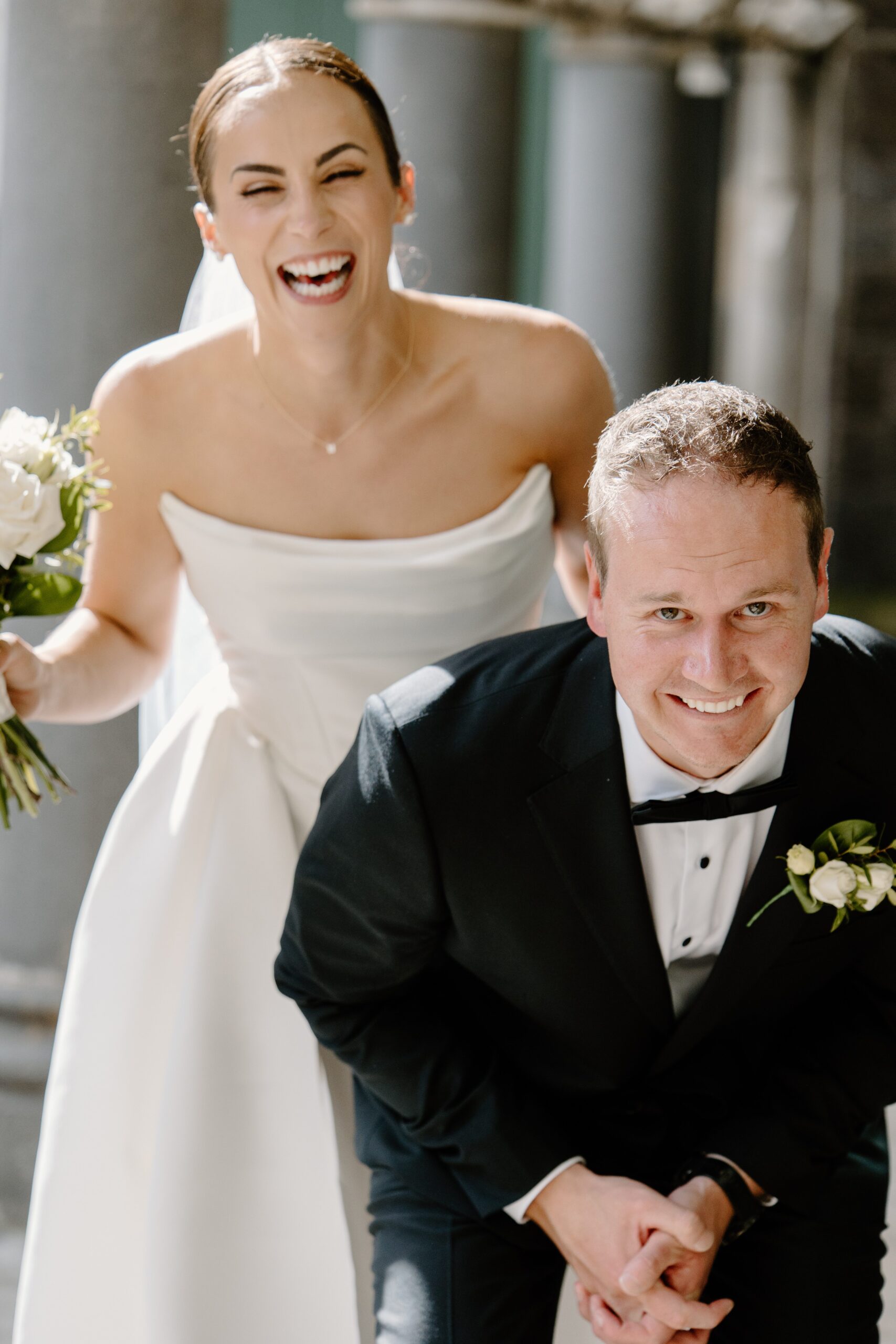 Couple at The Arts Centre Christchurch for wedding photos